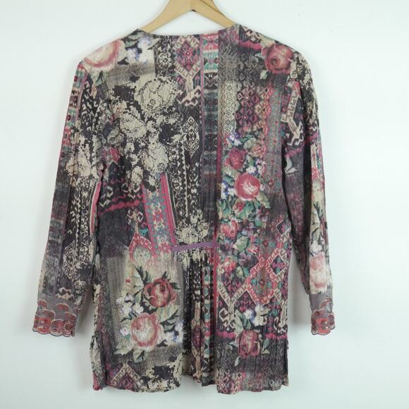 Coldwater Creek Medium Top Lace Embroidered Artsy Boho Multicolor Funky Blouse - Picture 8 of 8